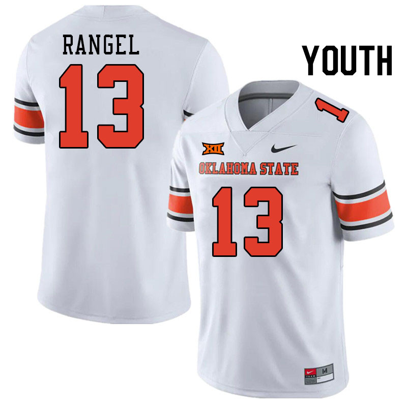 Youth #13 Garret Rangel Oklahoma State Cowboys College Football Jerseys Stitched-White - Click Image to Close